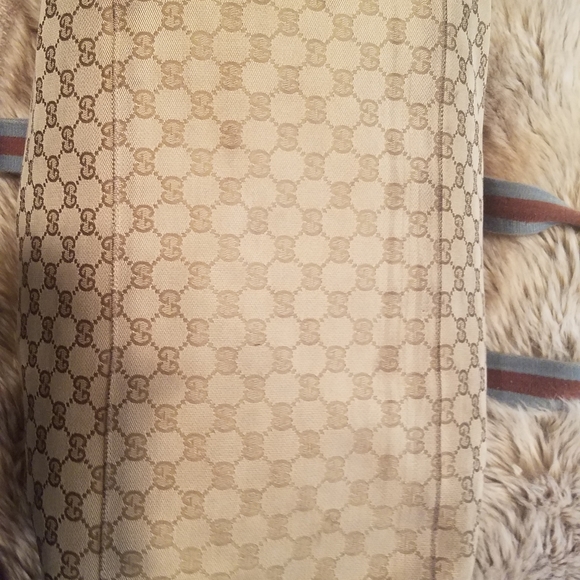 Gucci Monogram Web Carry on Travel Duffle Vintage Canvas w/Blue leather - Picture 14 of 16